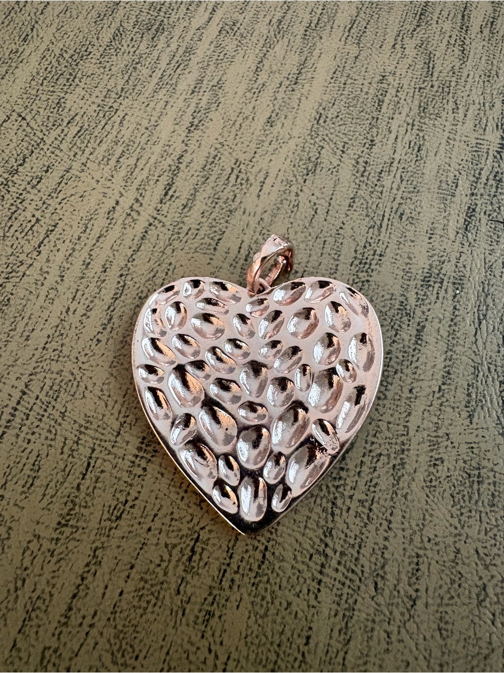 BBJ Rose Gold Heart Pendant | Textured Statement Heart Charm